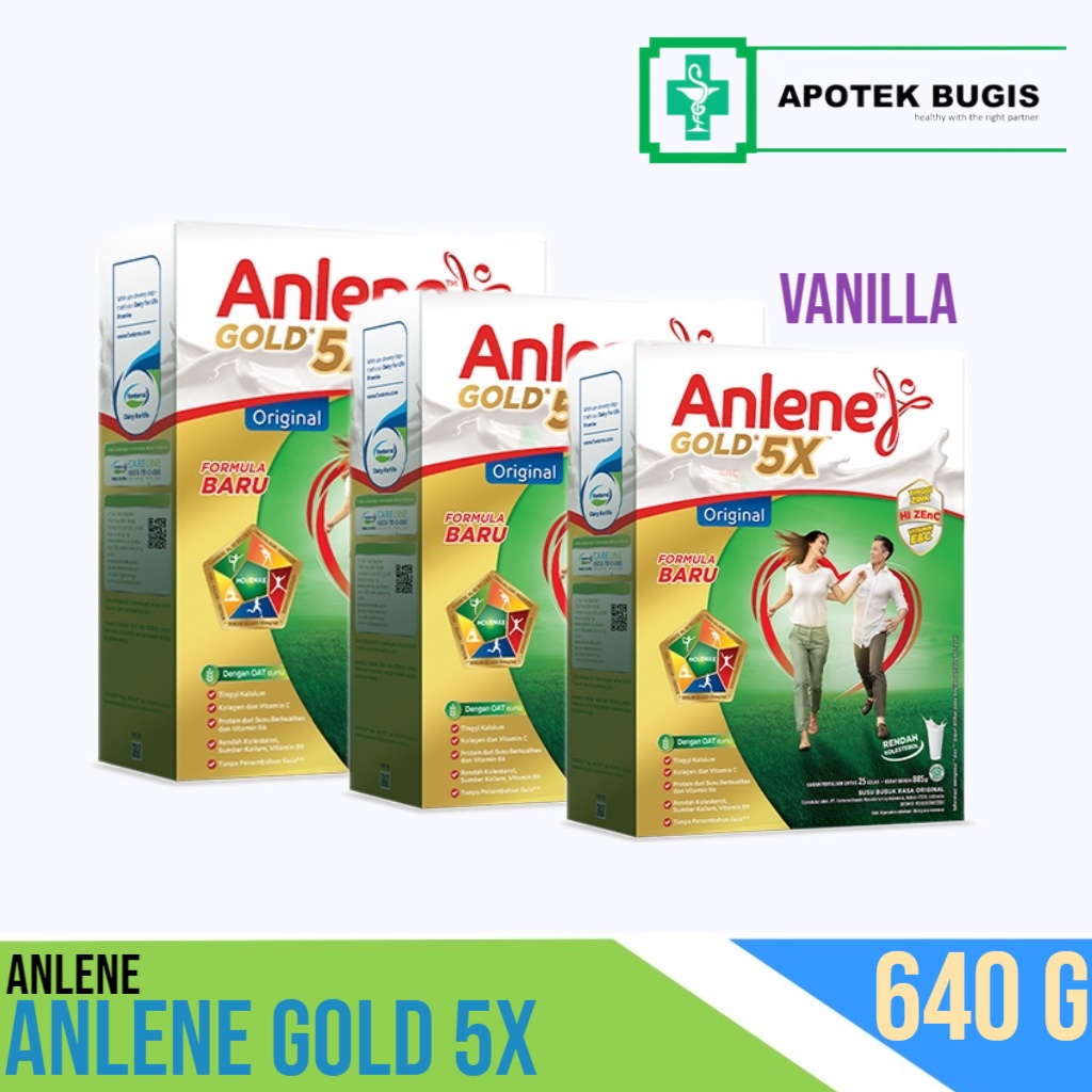Anlene Gold 5X Susu Bubuk Original 640g - Nutrisi Tulang, Sendi, dan Otot Rasa Vanilla