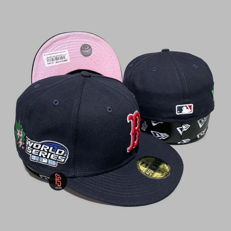 TOPI NEW ERA ORIGINAL 5950 WS 2004 FLOWER BOSTON RED SOX NAVY UV PINK