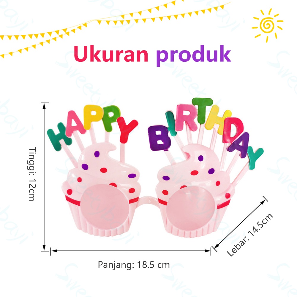 SweetyBayi Kacamata desain Happy Birthday Kartun kacamata ulang tahun Birthday glasses