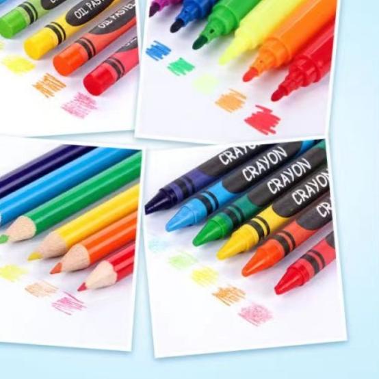 

crayon set 208 crayon mengambar anak isi 208pcs - Biru