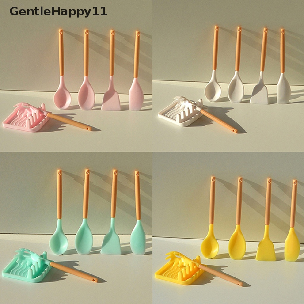 Gentlehappy 1 Set Miniatur Spatula + Sekop + Squeegee + Nampan Skala 1: 6 Untuk Dekorasi Dapur Rumah Boneka