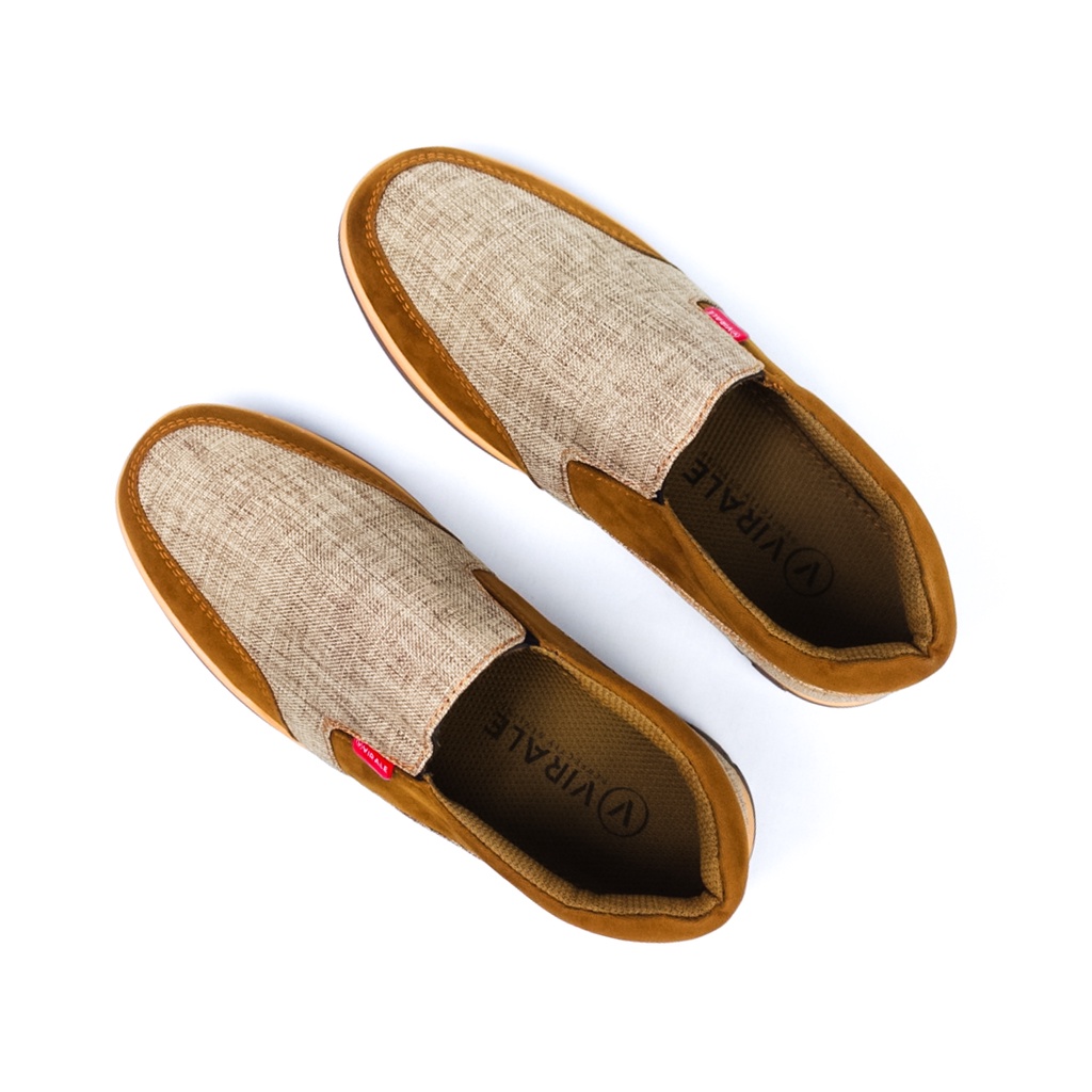 Sepatu Slip On Pria Virale Model Casual Terbaru KG 01 TAN ABU