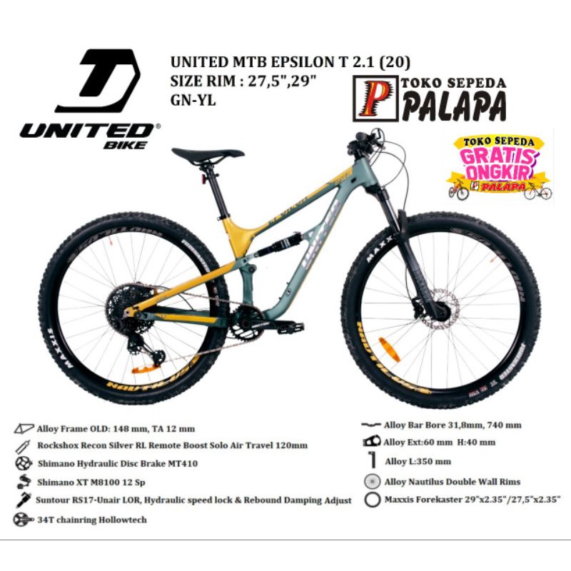 MTB 27.5 & 29 UNITED EPSILON T2.1 2.1 Sepeda Gunung