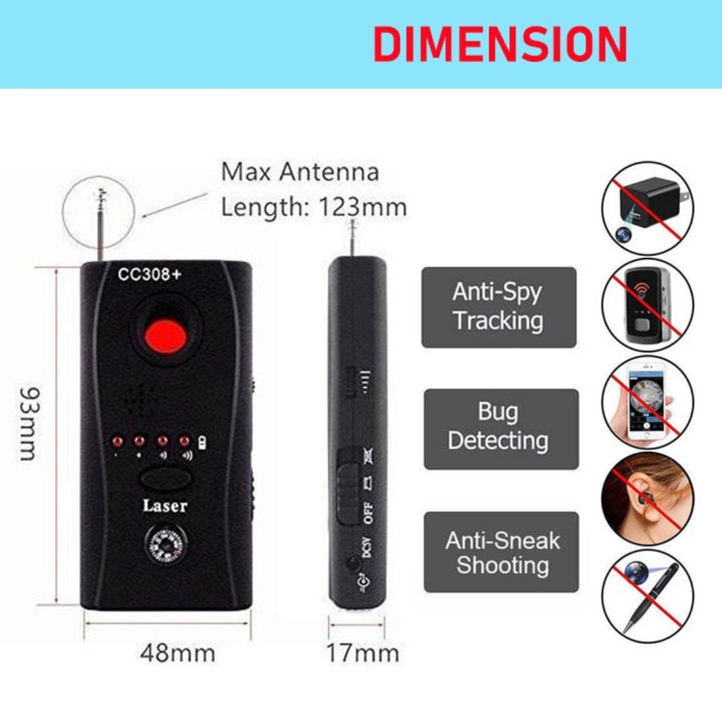 Multi detector Full-rangeAll-round Detector For Hidden Mini Camera Cc308