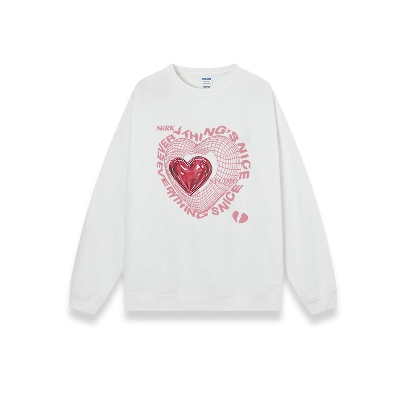 baju atasan wanita/oversize pink heart sweater/kekinian casual loose korean style top