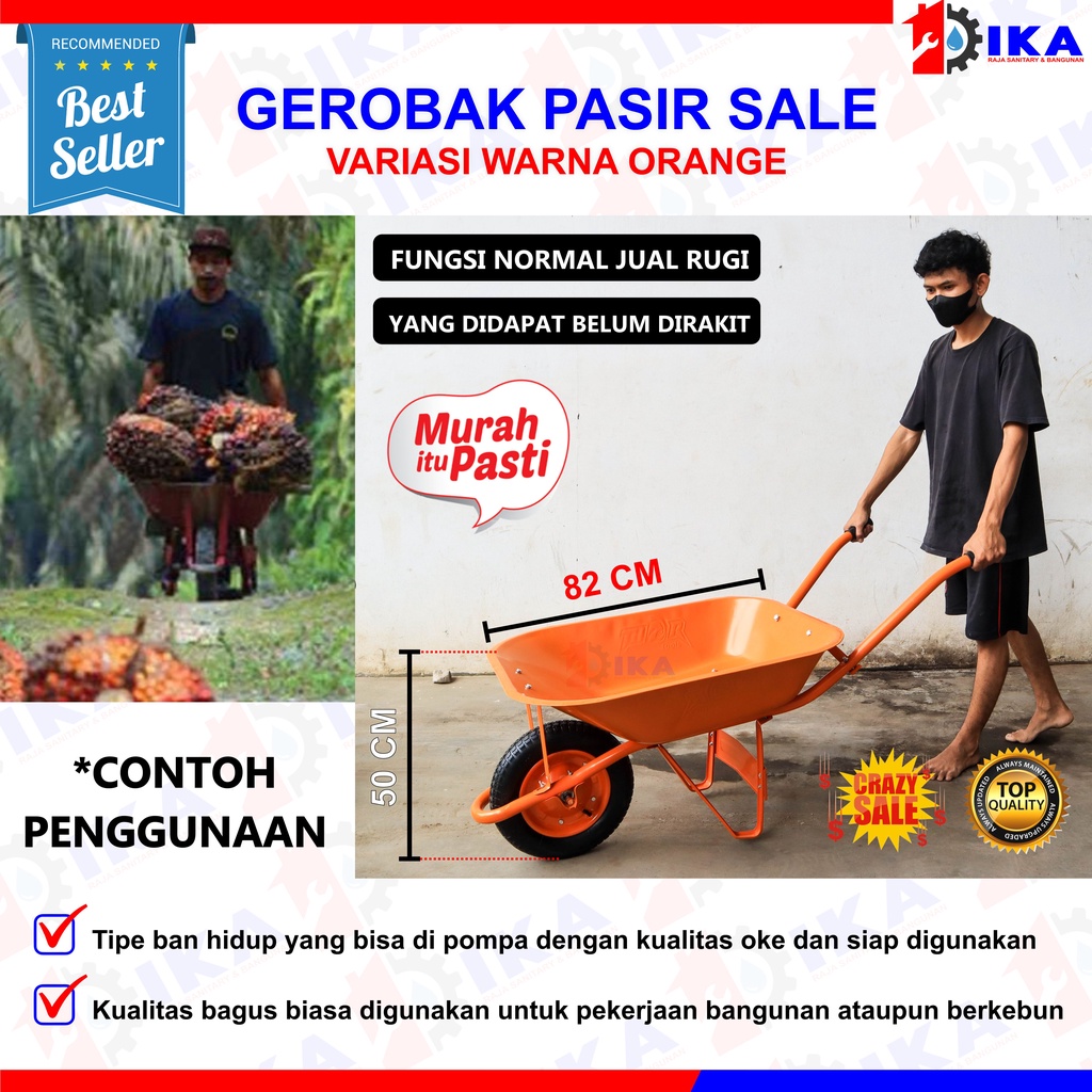 Gerobak Pasir / Gerobak sorong Ekonomis Alternatif / Grobak Pasir / Angkong murah / Wheelbarrow/ Grobak alternatif / Gerobak Dorong Model Artco