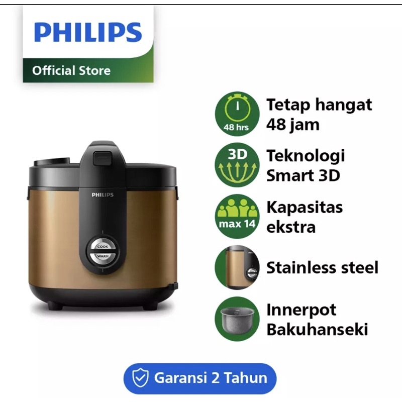 Jual PHILIPS HD 3138 RICE COOKER [2L] GOLD Shopee Indonesia