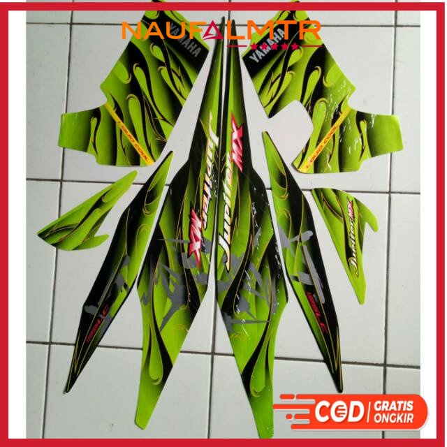 Stiker Striping yamaha jupiter mx 135 2008 hitam hijau