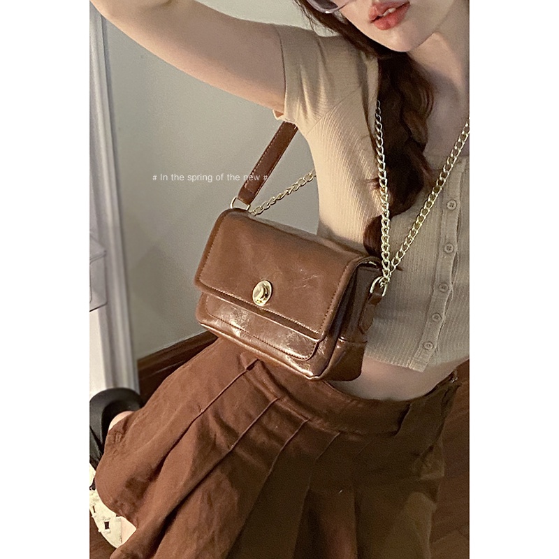 Suhao all-match ins chain bag female 2022 fashion trendi baru retro small square bag niche texture tas messenger bahu tunggal