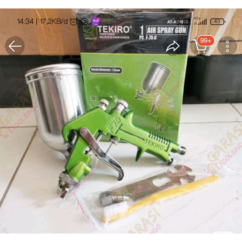 spray gun tekiro f75 tabung atas/ semprotan cat tekiro f75