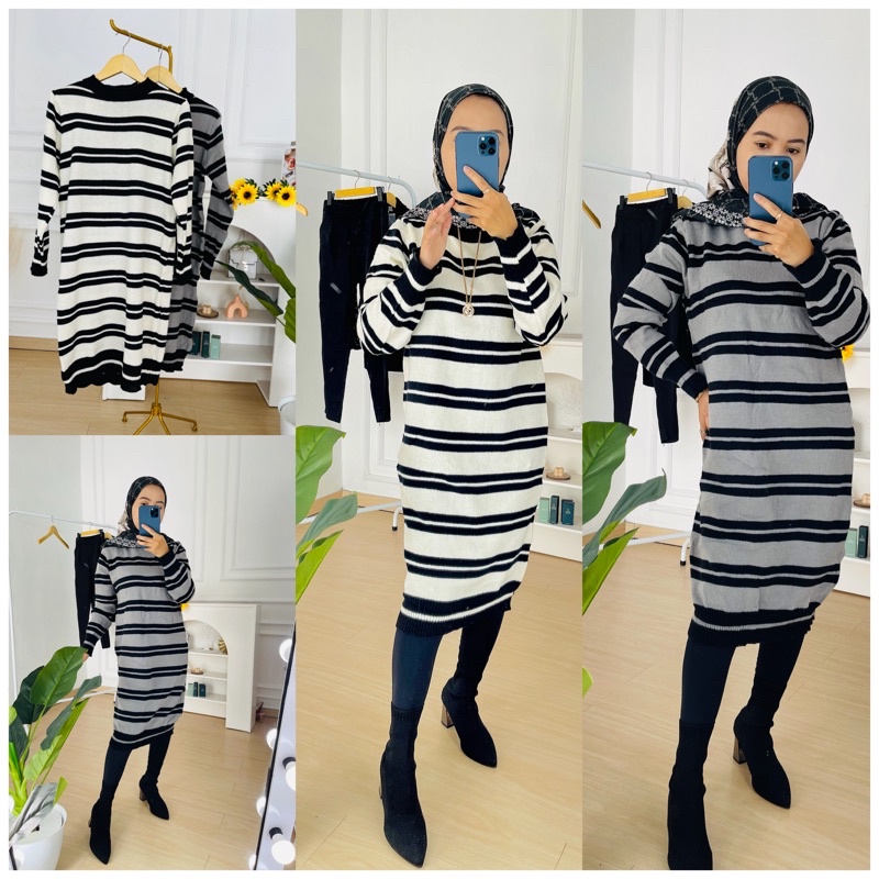 LONG TUNIK RAJUT IMPORT / DRESS RAJUT