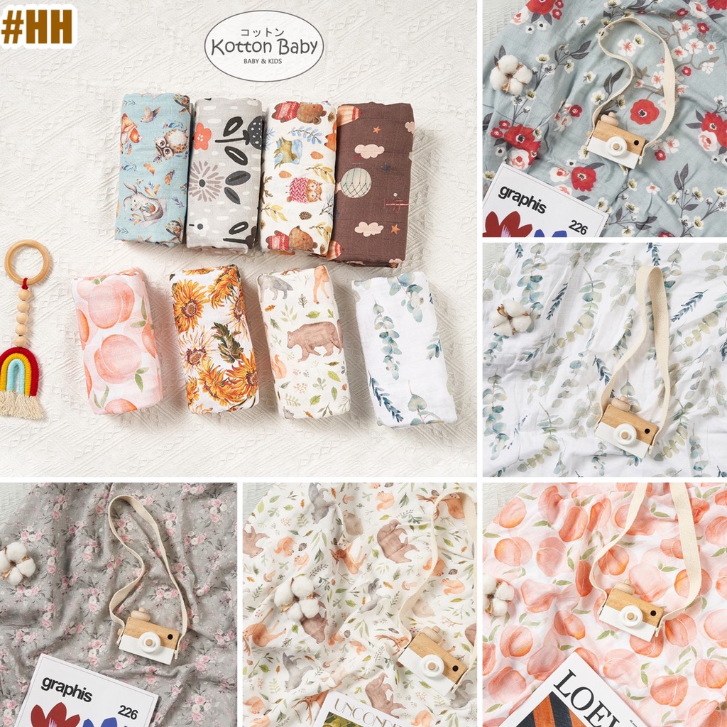 [ORGANIC KATUN] Earth Tone Premium Kain Bedong Muslin Bayi | Baby Swaddle Muslin Bamboo | Selimut Bayi Catalog HH