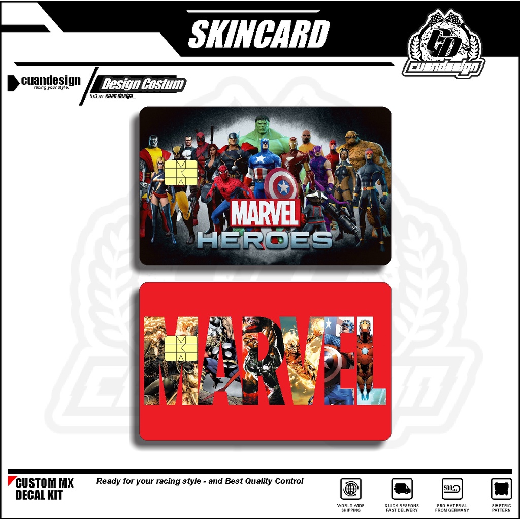STICKER PELINDUNG KARTU SKIN CARD ATM SIM KTP E-MONEY STIKER MOTIF MARVEL LEM KUAT ANTI GORES