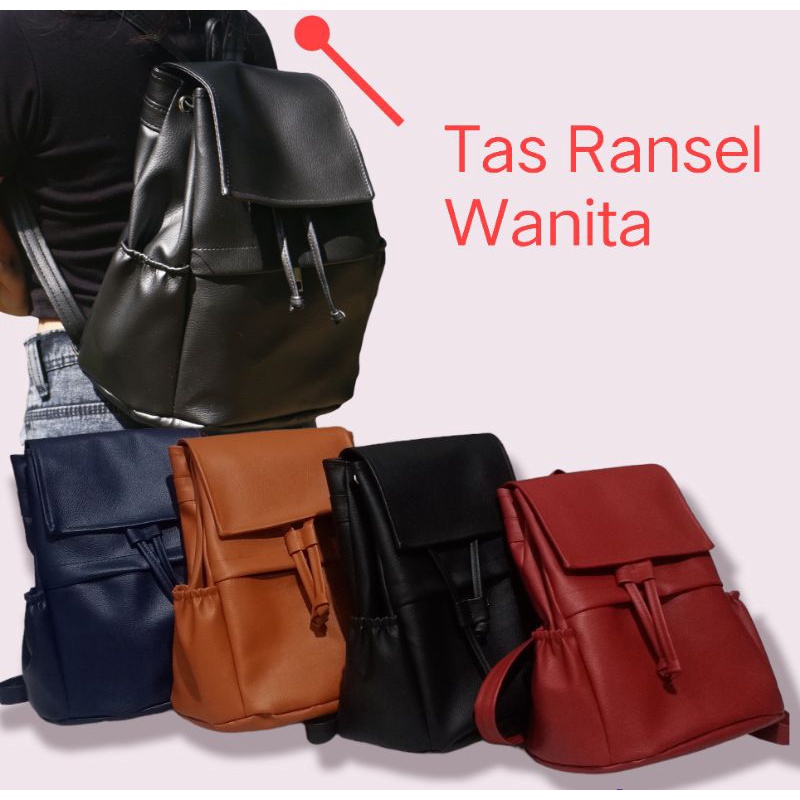 Tas Ransel Wanita Kulit Sintetis Tas Gendong Luna Tu7uh Store simple kren Tas Kuliah / sekolah