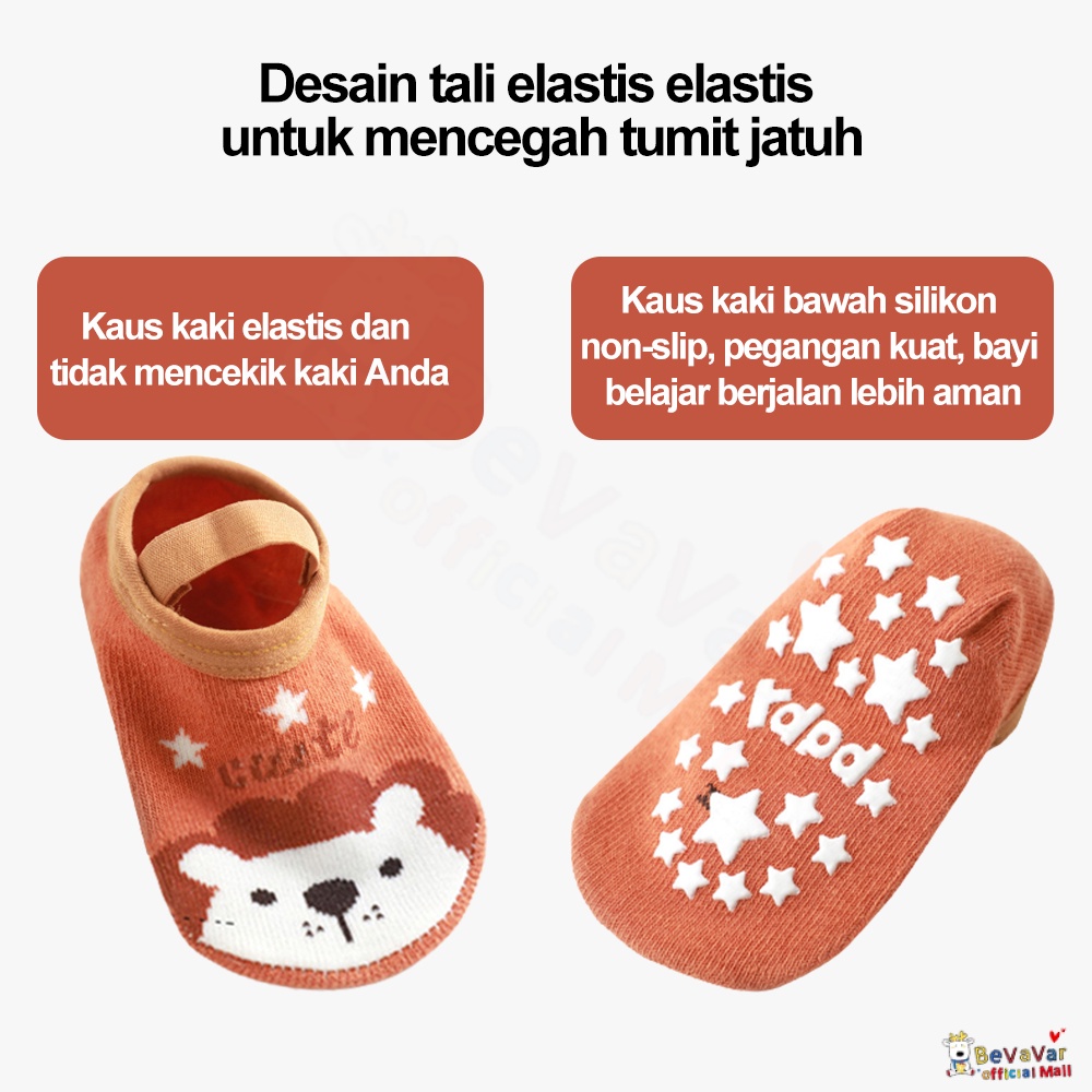 BEVAVAR Kaos Kaki Bayi Anak Lucu Motif Hewan Kaos Kaki Sepatu Bayi Anti Slip