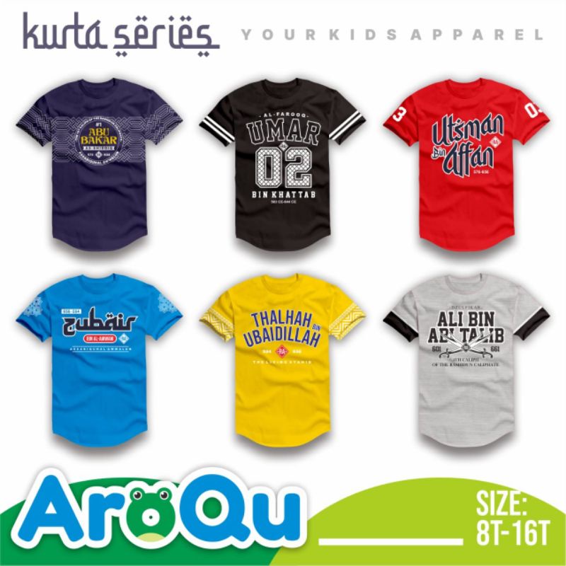 Kaos AroQu KURTA SERIES &quot;SAHABAT NABI&quot;/ kaos sahabat nabi aroqu size 8-16 T