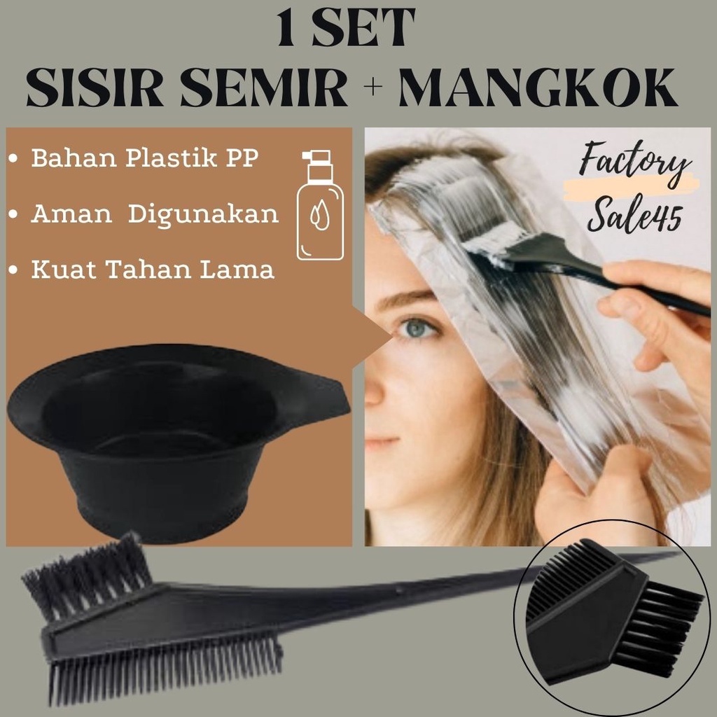 Mangkok Cat Bleaching Rambut + Sisir Semir / Tempat Mewarnai Rambut Mangkuk Semir 2 in 1 Semir Cat Rambut