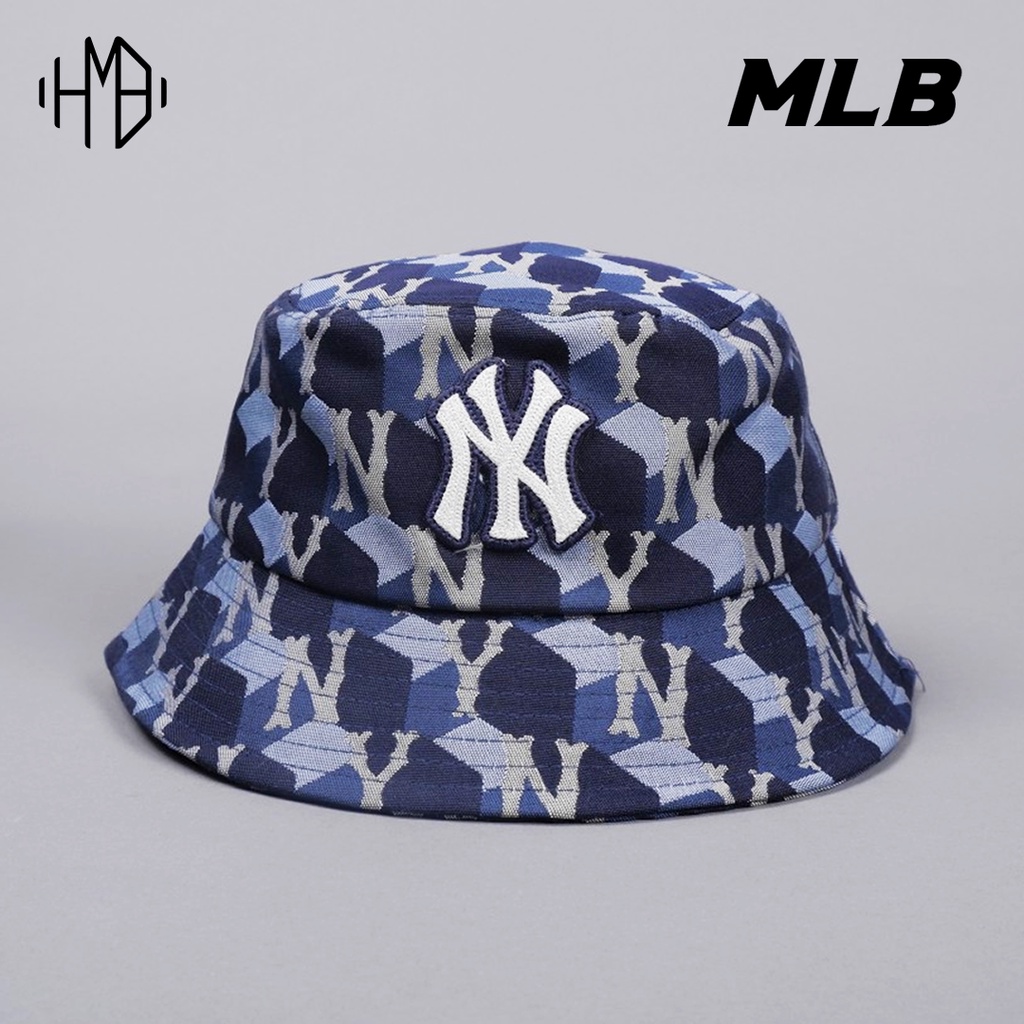 MLB Korea NY Yankees Cube Monogram Bucket Hat Navy