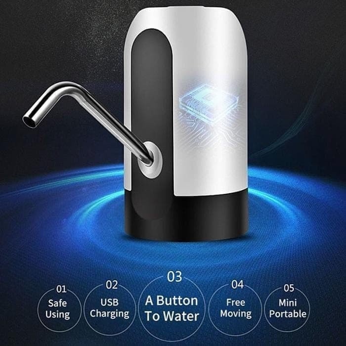 Pompa Dispenser Galon Air Minum Elektrik LED Wireless USB Recharger