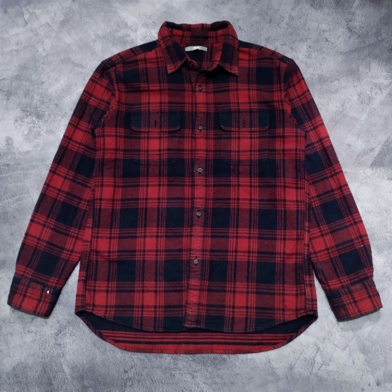 Plaid Flannel Shirt Two Pocket - Uniqlo.