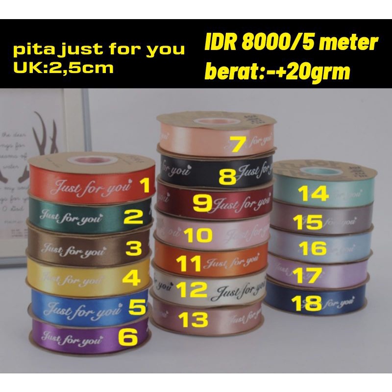 

pita "just for you" 5 meter/ pita buket/ bahan buket