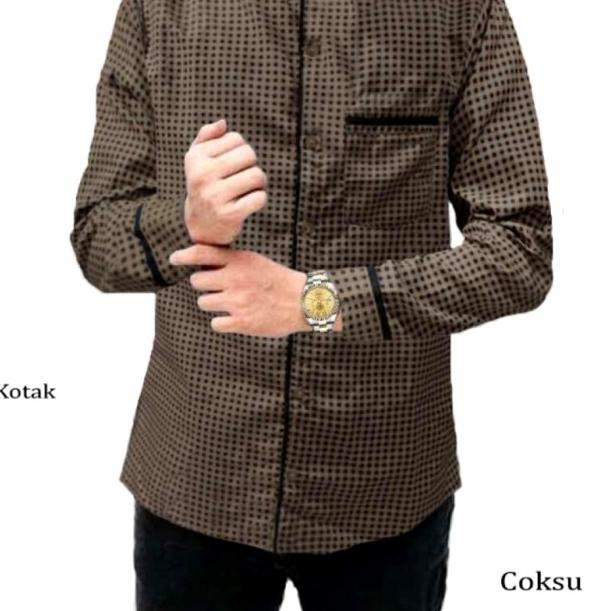 kemeja koko pria lengan panjang Kotak Kotak - Coksu, M