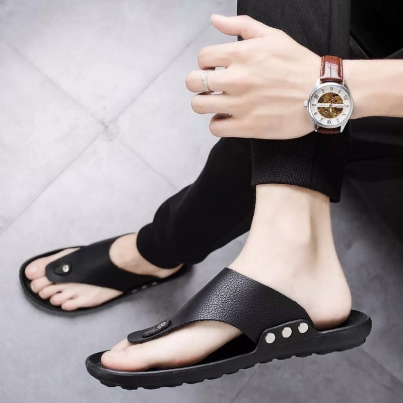 Sandal Pria Import Model Japit Simpel/Sendal Kulit Pria Terbaru 01