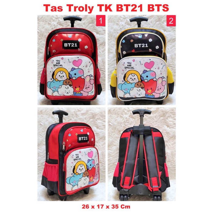 Tas Koper Tas Troly Tk Bt21 Bts Premium Koper Anak Trolley Backpack For School