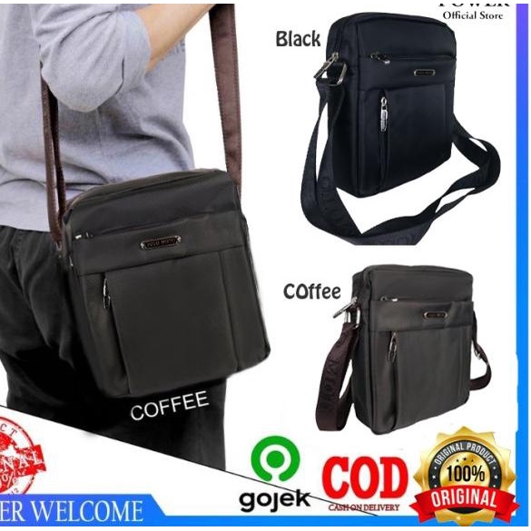 Polo Power 012S Tas Slempang Pria Sling bag Import Tas Polo Original - Cokelat, Medium