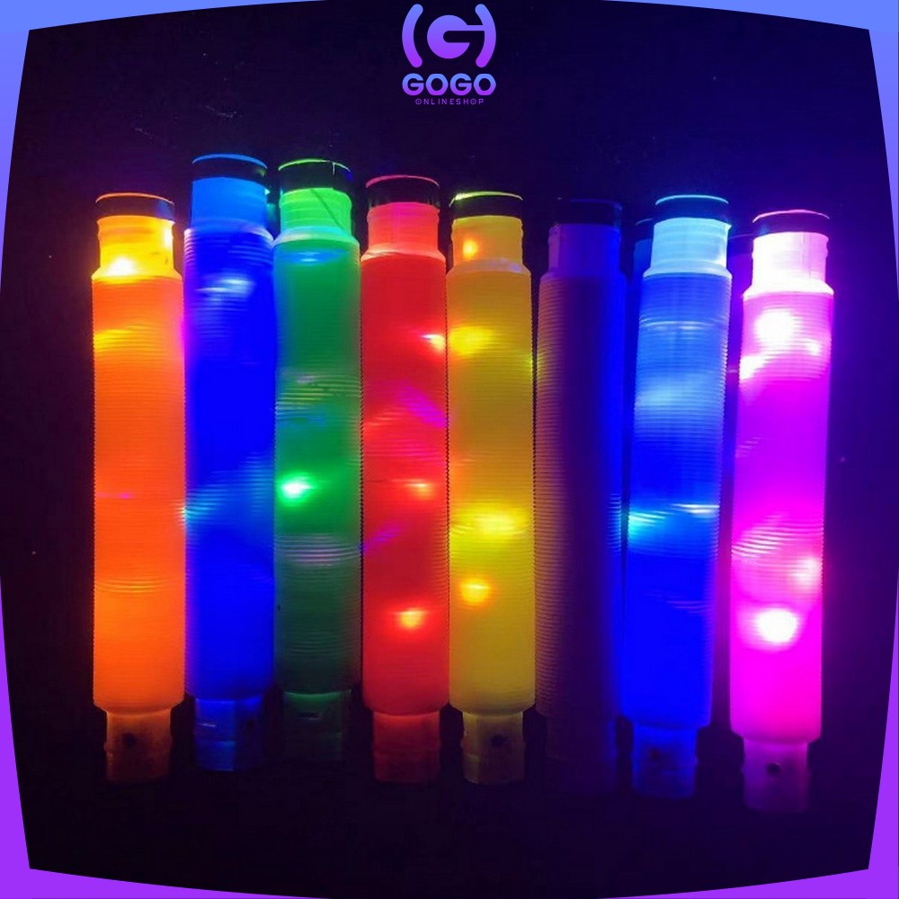 GOGO-M296 Mainan Anak Light Up Pop Pipes Led / Fidget Pop Tubes Sensory Toys / Maenan Kreasi Lampu Stick Selang Pipa Anak