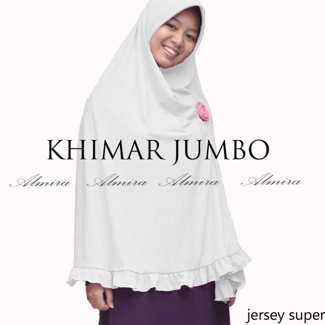 Jilbab Kerudung Bergo Khimar Jumbo Syari Almira - Putih
