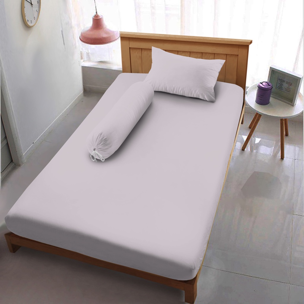 Kintakun Sprei Flat 100/120 Lilac Gray Warna Polos Dluxe Microtex 20cm