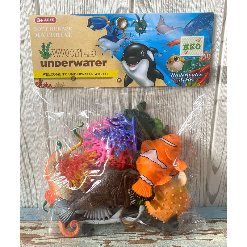 MURAHH Mainan anak hewan/binatang laut/WORLD UNDERWATER/kuda laut lobster gurita paus penyu pari ika