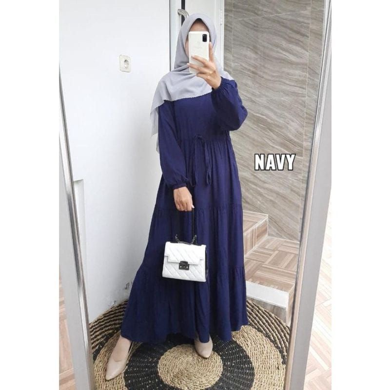 Dress Remaja terbaru/terlaris/termurah(Gamis wanita terbaru serut susun)bahan CRINKEL AIRFLOW