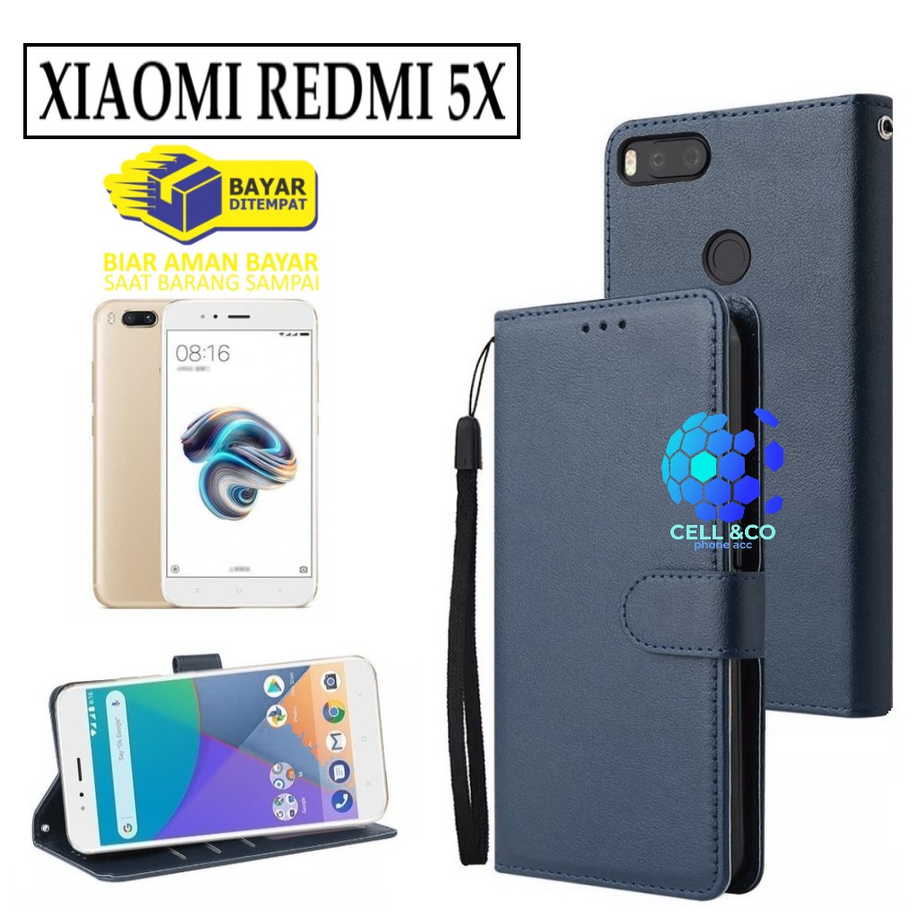 FLIP COVER XIAOMI REDMI 5X LEATHER WALLET PREMIUM FLIP CASE BUKA TUTUP KESING HP CASING FLIP CASE WALLET XIAOMI REDMI 5X