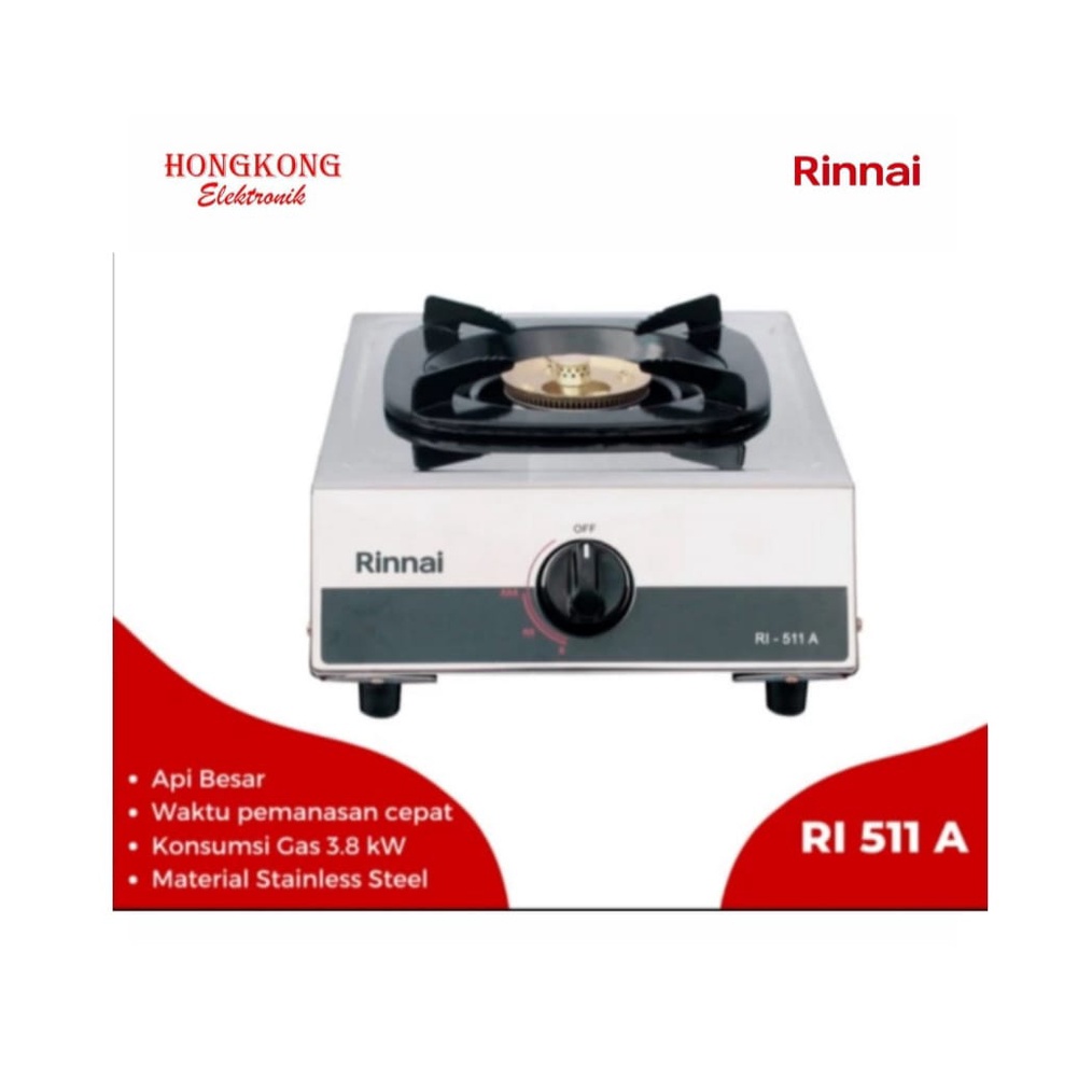 Rinnai RI-511A Kompor Gas 1 Tungku ri511a Stainless ri511 A rinai 511