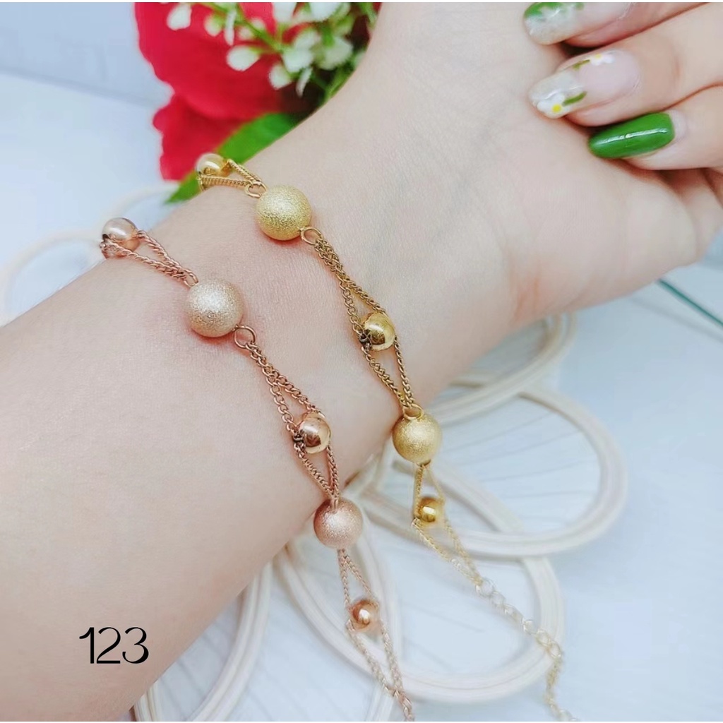 Gelang Titanium Biji Bola Perhiasan Wanita Jewelry W123/132