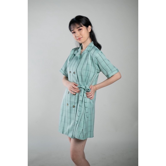 korean blazer dress / dress blazer motif kotak kotak/ mini dress korea