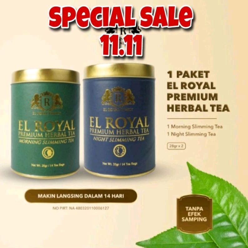 

EL ROYAL PREMIUM HERBAL TEA / TEH HERBAL UNTUK KESEHATAN / 1 PAKET ISI MORNING & NIGHT