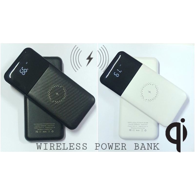 PB Powerbank Power Bank LCD Qi Wireless Charging 2 Port 10000mAh
