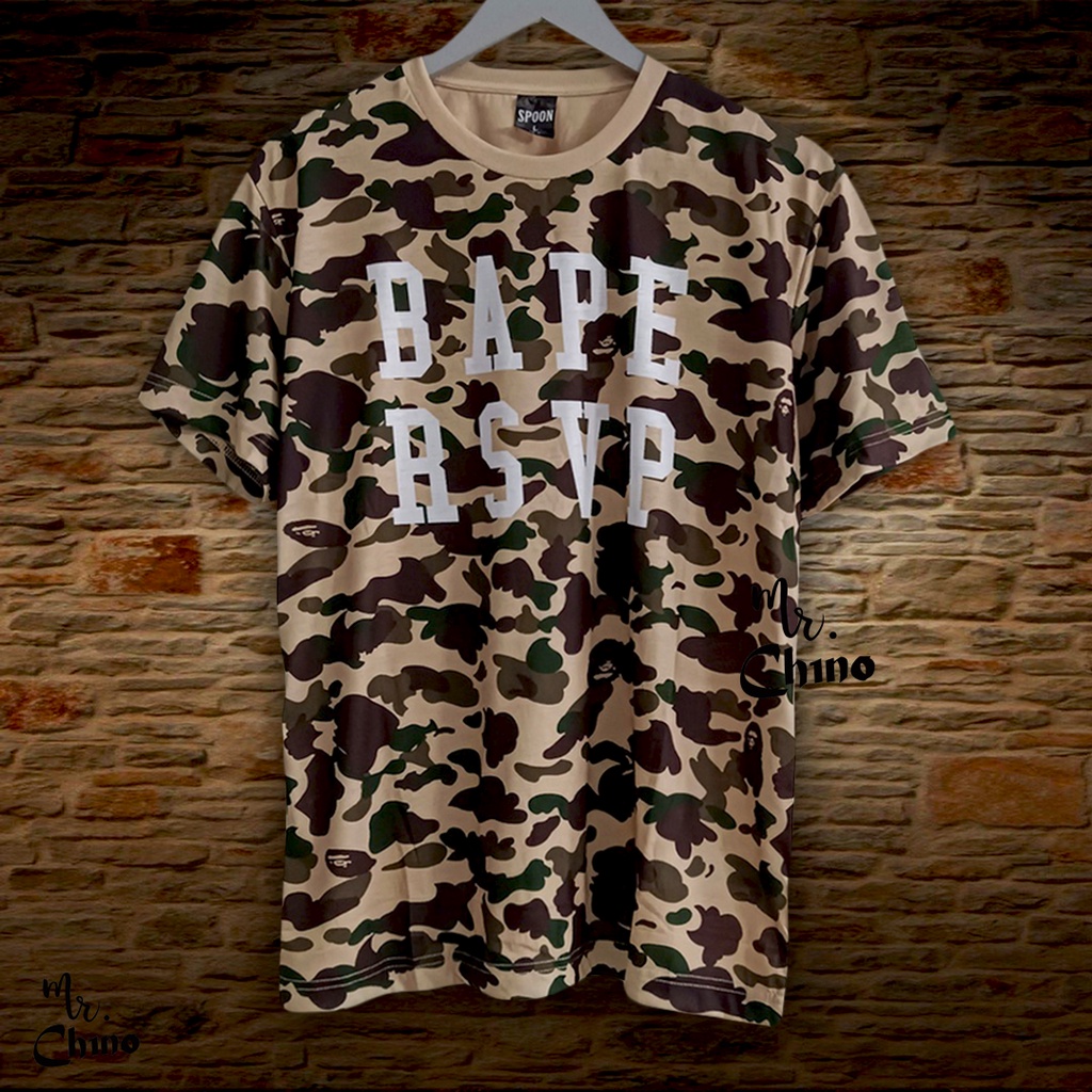 Kaos Pria Distro Motif Camo Bape | Baju Kaos Loreng Laki Laki Kekinian | Kaos Warna Tentara Keren Co