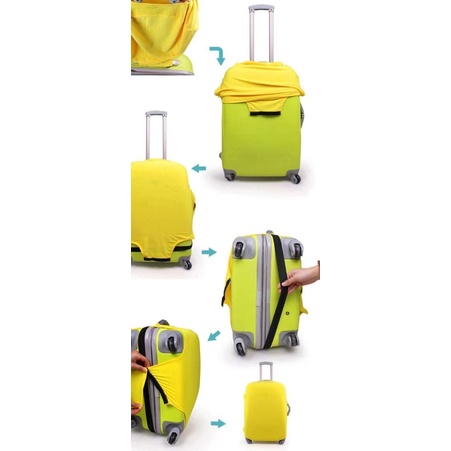 Sarung Cover Pelindung Koper Elastis / Luggage Cover polos - Biru, L