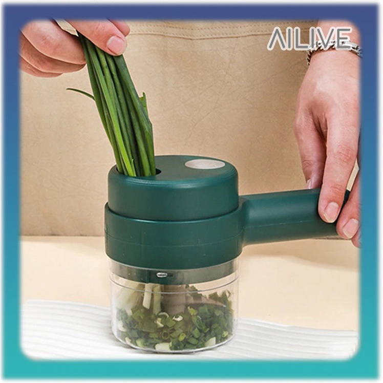 AILIVE Chopper Mini Food Blender 4in1 USB Charging / Alat Pengiris Bawang Daun Bawang / Alat Pemotong Sayuran Cabai Wortel Wireless Blender / Chopper Mpasi