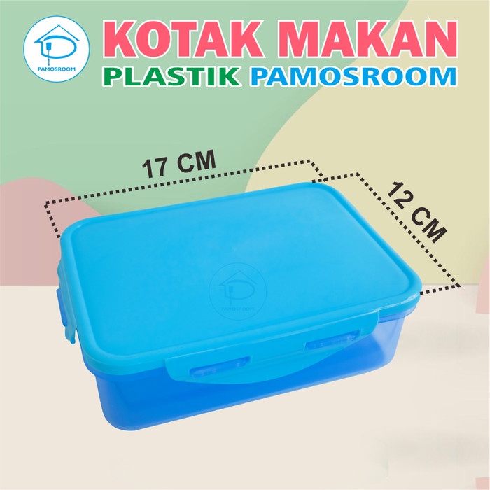 NEW Pamosroom Lunch Box Tempat Makan Plastik Kotak Makan Mini Wadah Makan - Biru