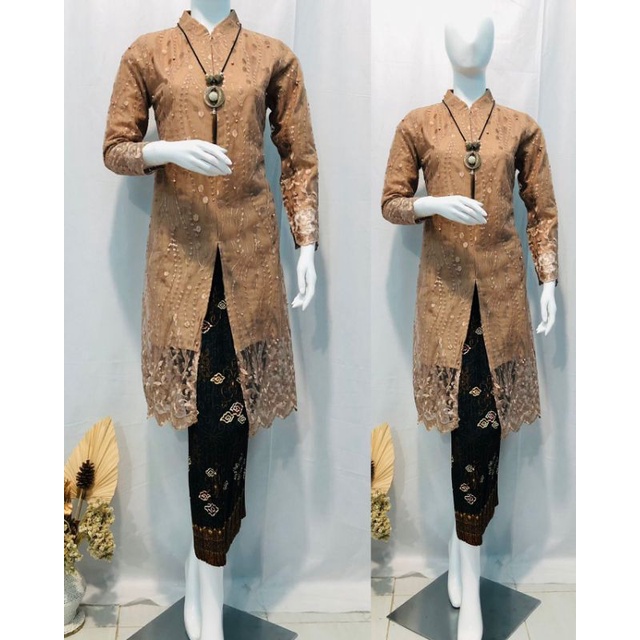 Kebaya Setelan Tunik Mewah / Kebaya Kerah Sanghai Payet / Kebaya Modern / Kebaya Terlaris Busui / Kebaya Brokat