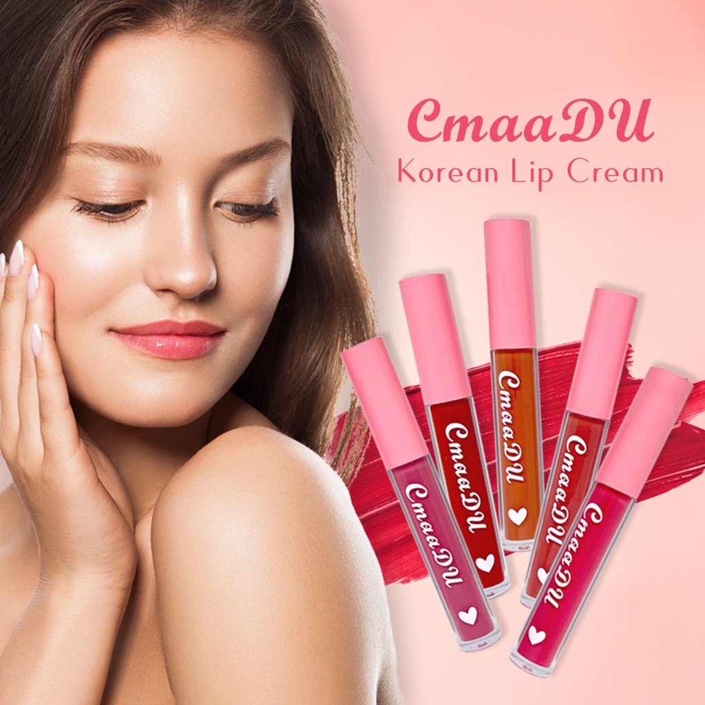 BPOM CMAADU KOREAN LIPCREAM Lip Cream Lembut Korea Long Lasting Tahan Lama Waterproof Transferproof