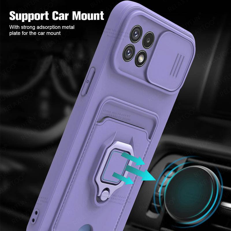 Case Pelindung Lensa Kamera Dengan Slot Kartu Magnetik Untuk Samsung Galaxy A22 4G 5G