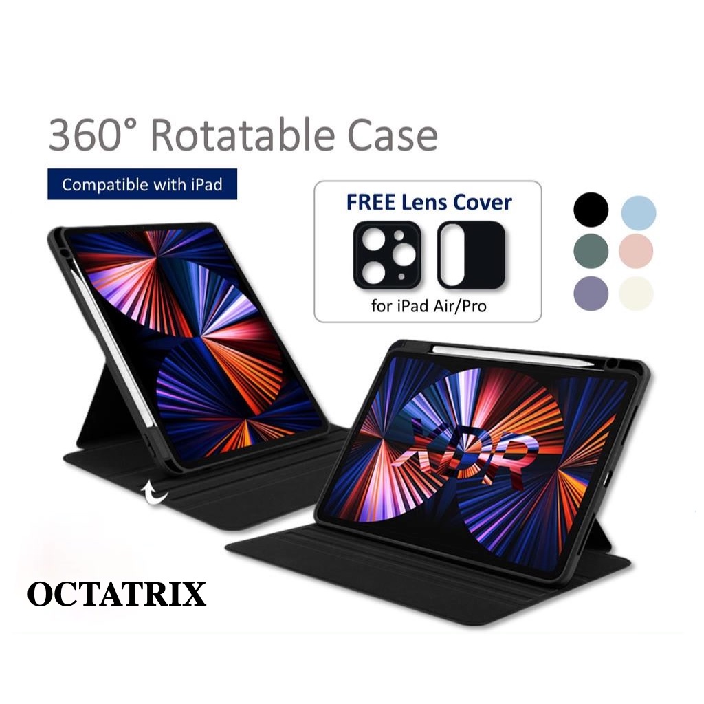 360 Degree Rotateable Ipad Case Acrylic  Crystal Clear Premium Quality With Smart Autolock Foldable Case for iPad Pro 11 Inch  Ipad Air 4/5 360 Derajat Rotation Cover Casing Pelindung Ipad Gen 9/8/7 Rotate Bahan Akrilik Bening