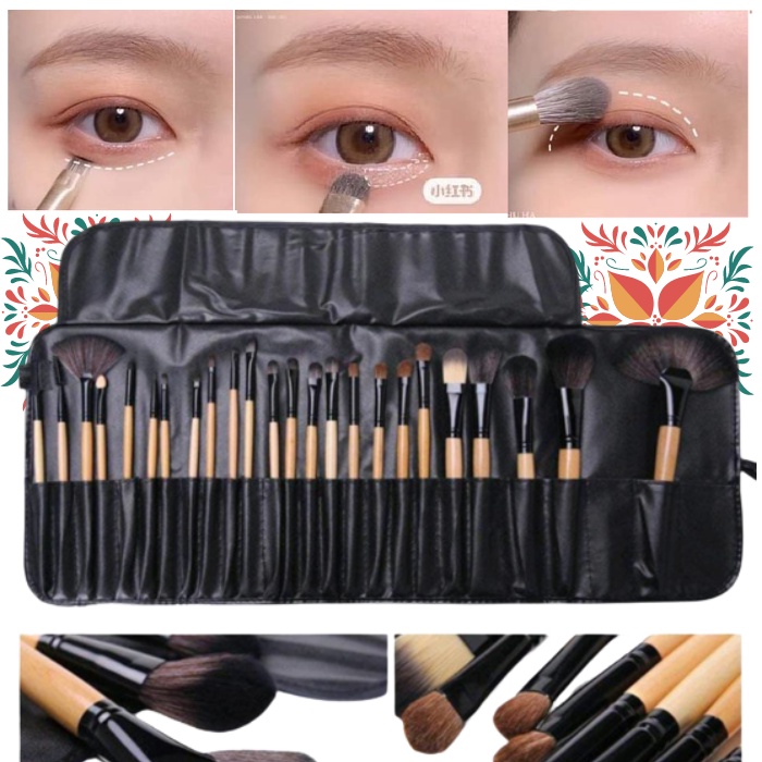 Makeup Brush 24 Set Dengan Pouch Kuas Make up Set Powder Foundation Bulu Halus Tidak Rontok Brush Make Up Set Lengkap