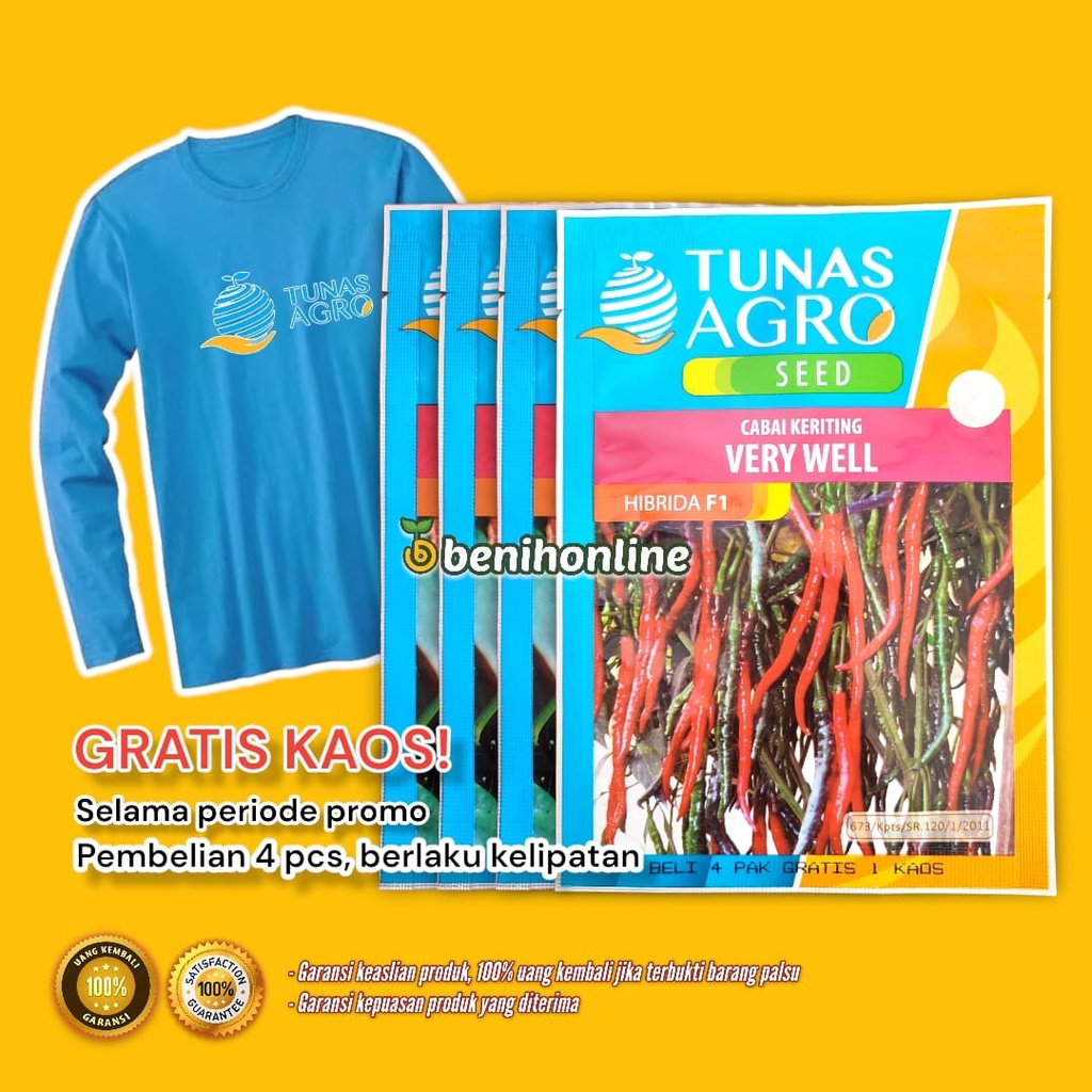 BENIH CABAI KERITING HIBRIDA F1 - VERYWELL 10 Gram Tunas agro OR 42 bianca luwes red sabel